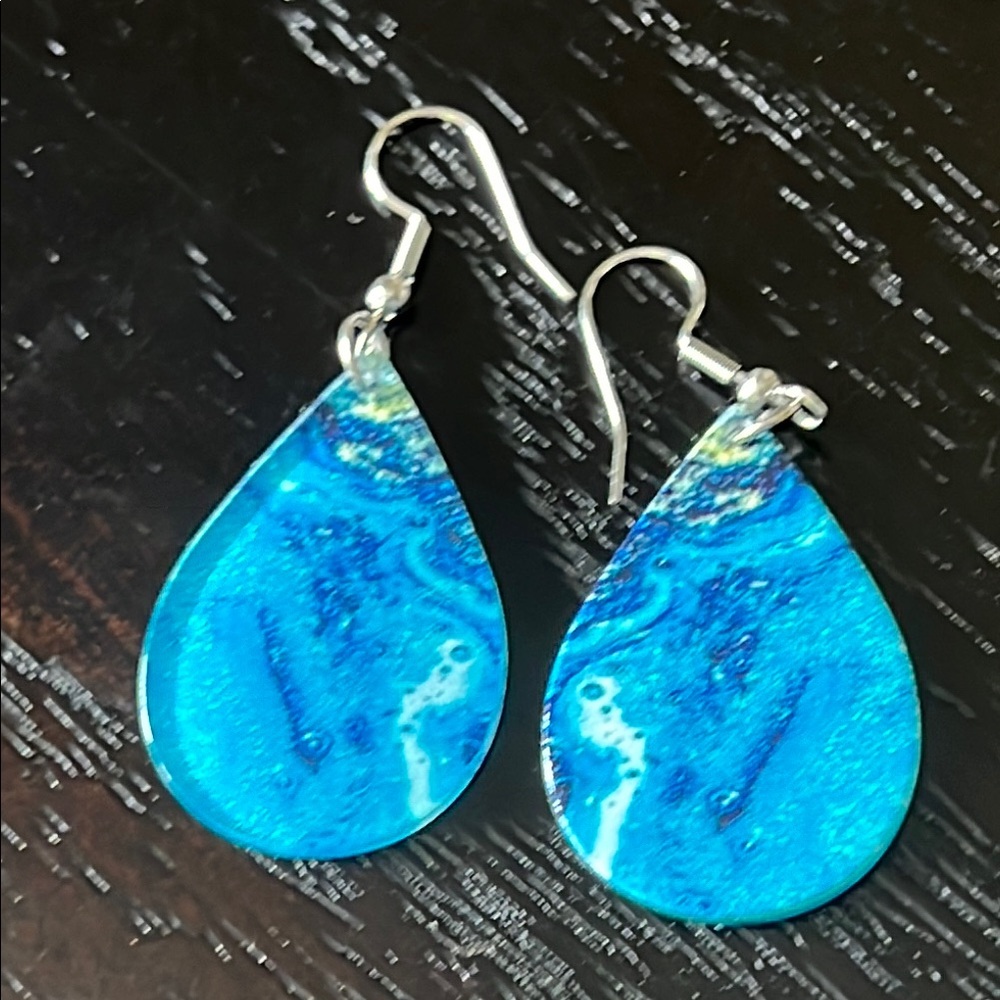 Blue Teardrop Ocean Earrings-NWT